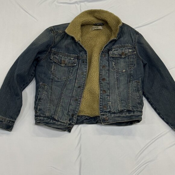 Children’s Place Sherpa-Lined Denim Jacket – Kids Size Large Boy - Picture 1 of 2